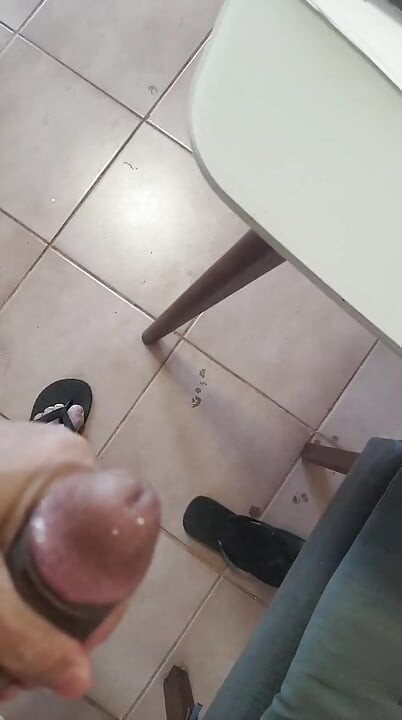 Cuckold jerking off to his wife