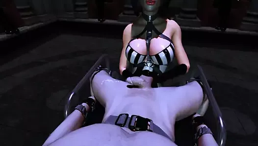 Sfm VR 3D, maîtresse en latex, Tessa trait un esclave par la prostate