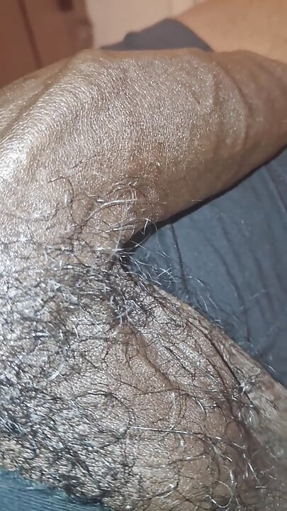 Stroking Big Black Uncut Dick Through Underwear