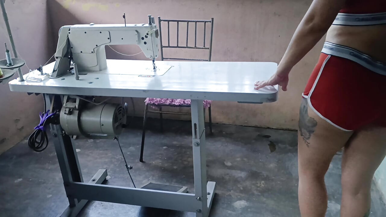 Back on the sewing machine pumping his pedals and masturbating with my fingers