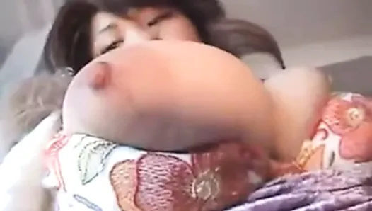 Asian Nipple Play with big boobs