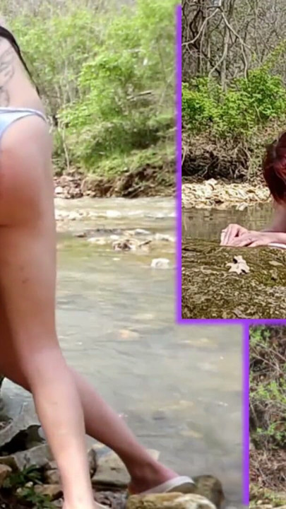 Transbian Wild Outdoor Adventure at Our Private Creek! HOT ANAL Nature Fucking Scene XXX | Clip 3