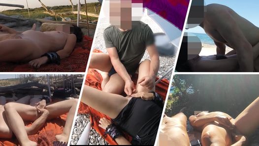 Compilation di squirt e orgasmi in spiaggia pubblica - Esibizionisti francesi amatoriale - MissCreamy