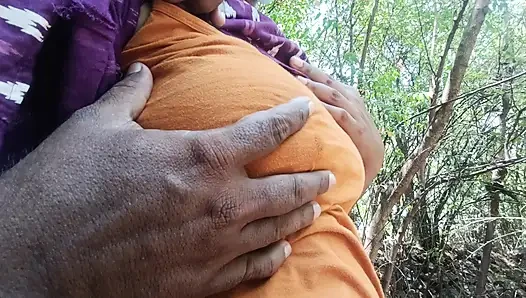 Milk breastfeeding in outdoor forest