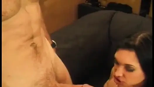 Slutty chick in mesh gets ass fingered and fucked on couch