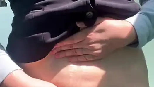 Beautiful big ass secretary in thong takes off all her uniform and masturbates in the office until she comes