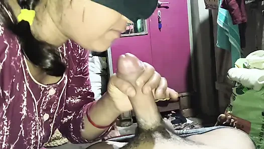 Devar's cock sister-in-law sucked and stood up