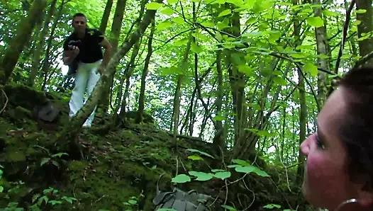 Anal fucking in the forest in fishnet bodystockings
