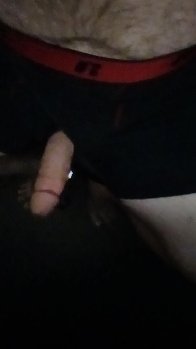 Jerking in black Russell boxerbriefs