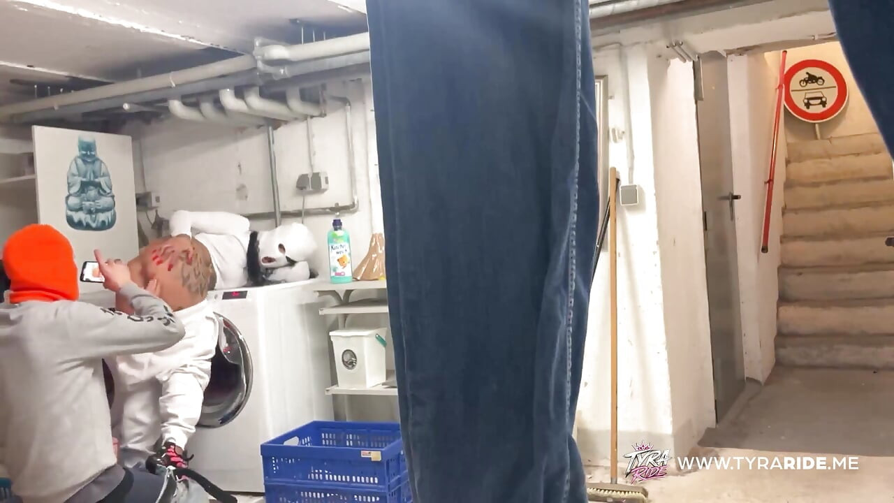 Tattooed MILF Secretly Used by Two Men in Cellar