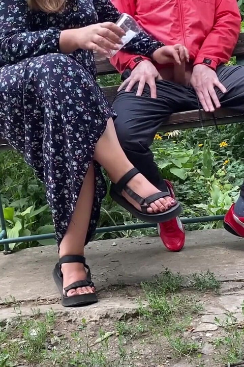 Mature Stepmom Milks My Dick Outdoors in the Park