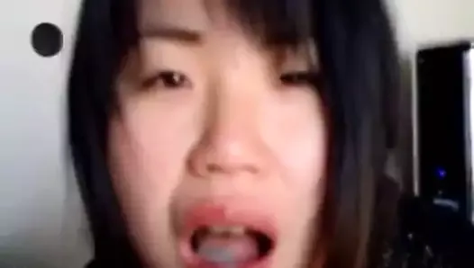 Asian cum in mouth spit
