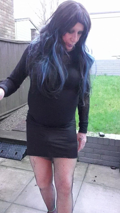 Goth Gurl Urinating On Patio