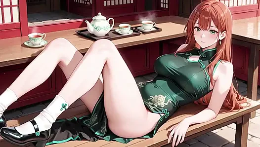 Cewek rambut merah & zamrud qipao! Rayuan malas di Halaman Timur.
