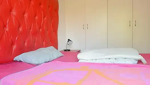 Blue dress in the bedroom