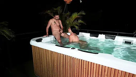 I End up Fucking the Technician Who Has a Hard Cock After Seeing Beautiful Latina Masturbating in the Jacuzzi