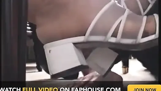 White High Heels Worshipped by Slave in Close up Video