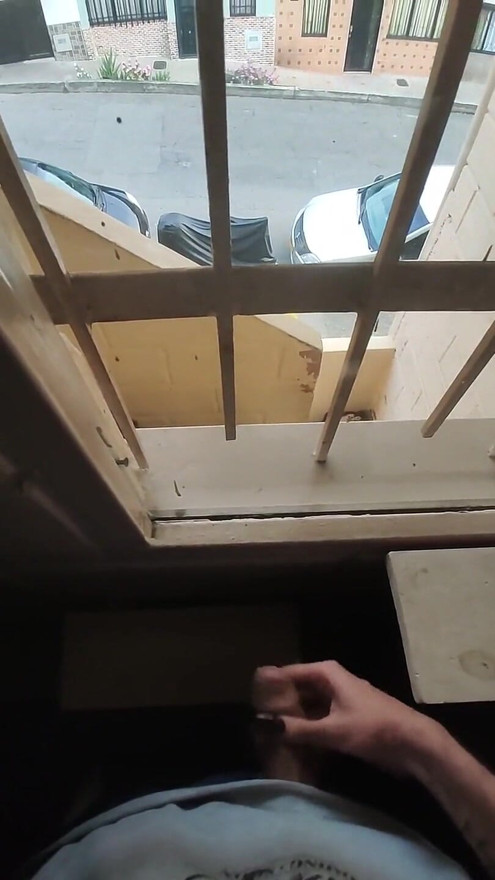 Morning jerk off in the window