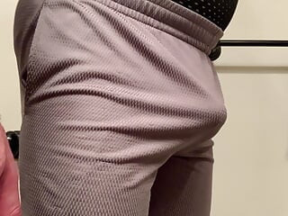 Grey shorts and thong