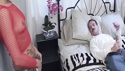 Blonde MILF in Fishnets Rides Thick Cock Hard