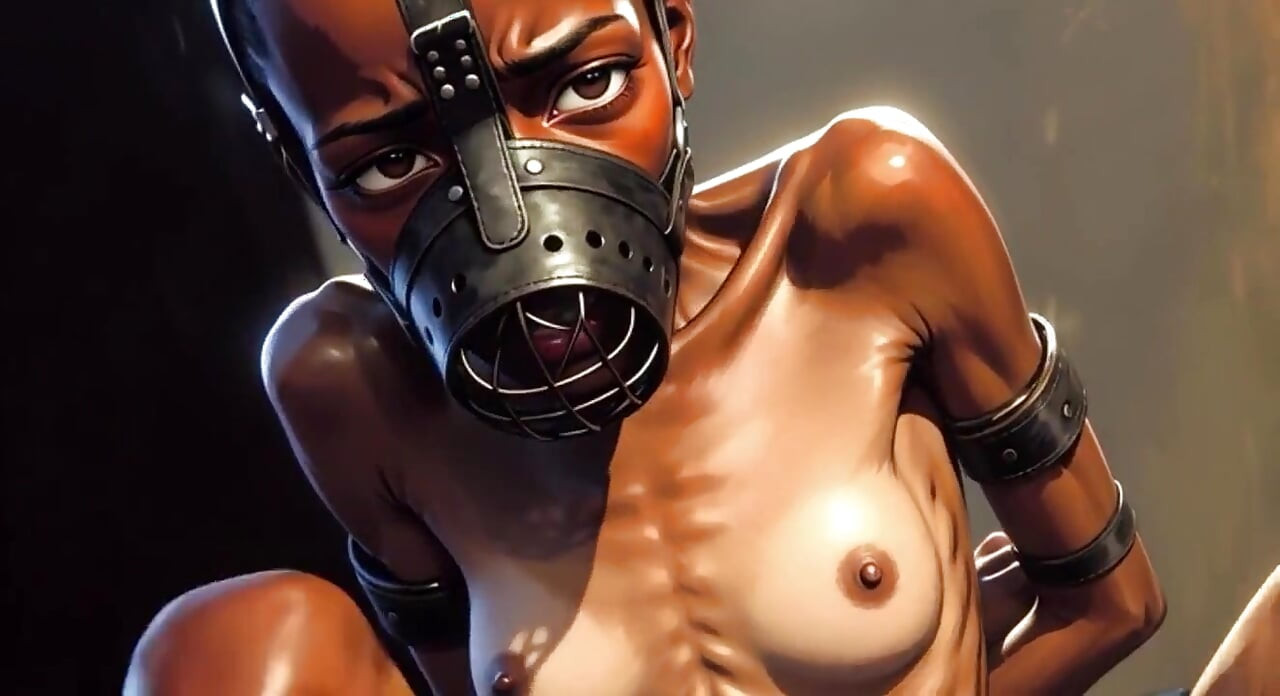 Skinny African Girl in Bondage - Desperate for Big Cock Inside Her