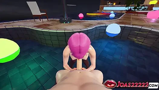 Animasi 3d manami pool: ngocok kontol, nyepong kontol sampai dicrot di toket