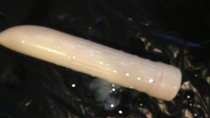 Spunking on dildo