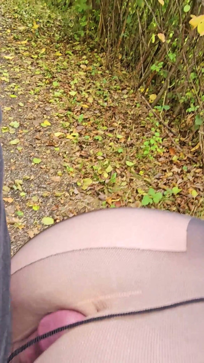 Public Pissing Blond Nylon Babe Gets Cum on Her Pantyhose