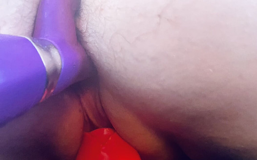 Hot MILF gets fucked with dildo till she creams