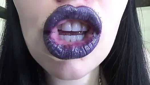 Purple glossy lips! Kissing and duck face fetishes!!
