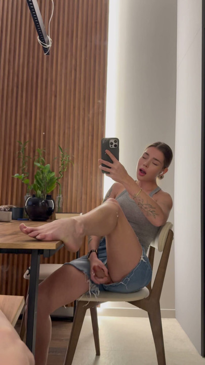 Secretly jerking off my trans dick