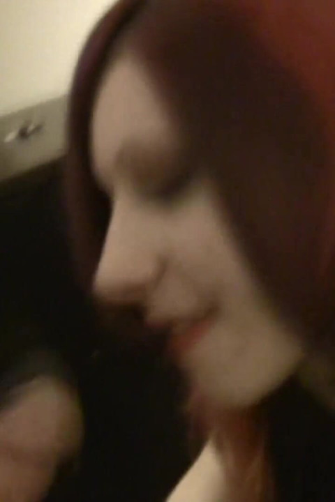 Redhead giving sloppy blowjob