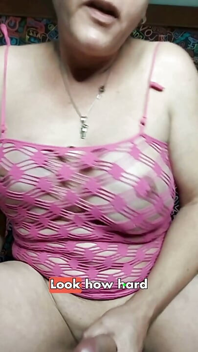 This little slut loves to see me play with my trans cock, she gets greedy and slutty.