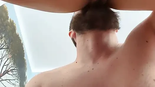Sudden pussy eating while she's busy