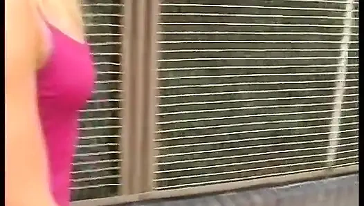 Hairy blonde chick fills her pussy with carrot outdoors