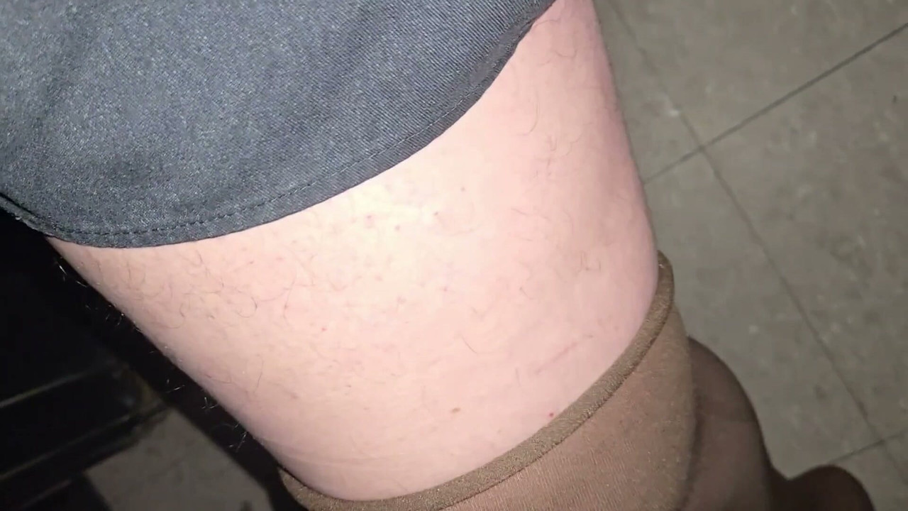 Louise Nylontease Pantyhose Foot Fetish Tease Crossdresser At A Adult Theater Arcade Booth