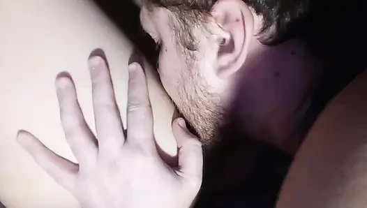Licking a perfect asian slit to close-up