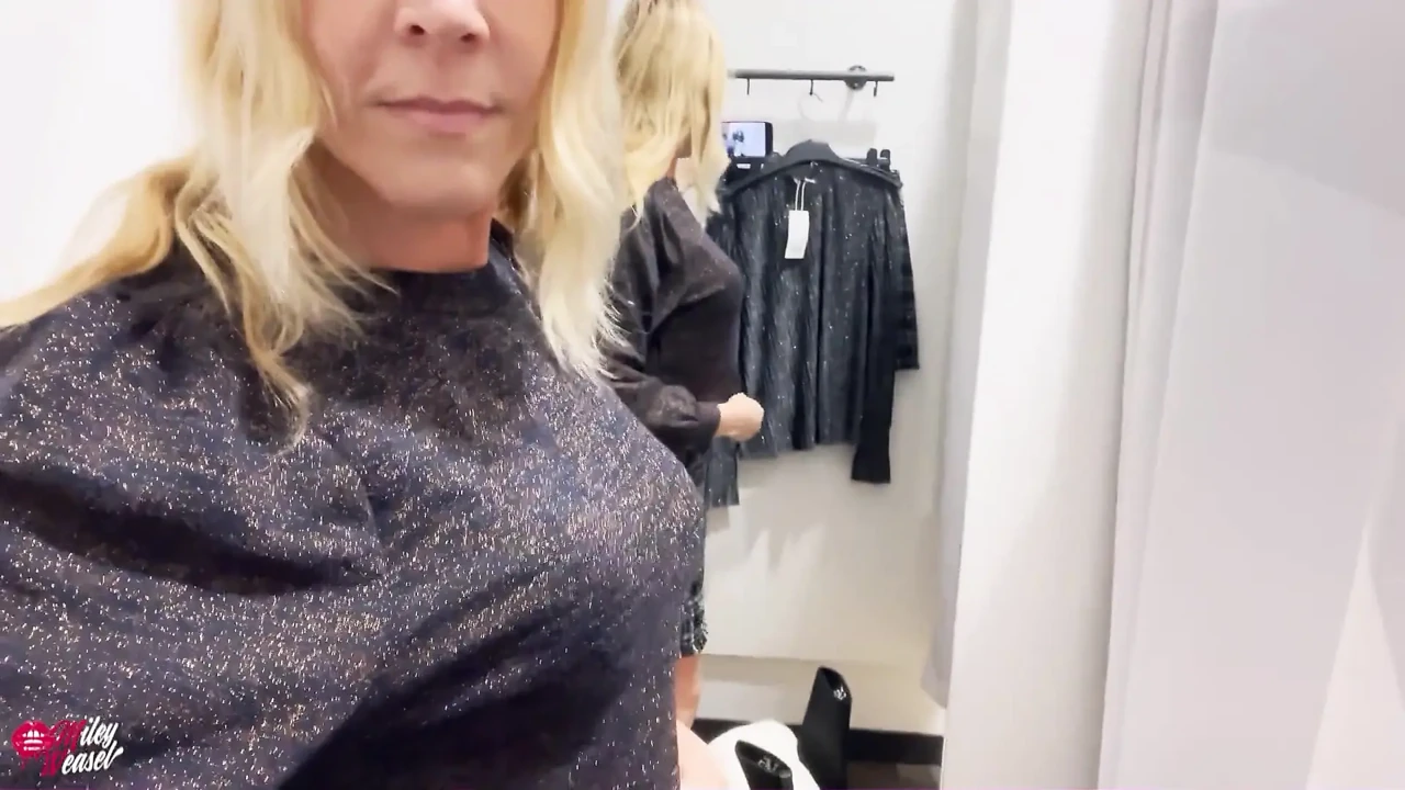 Blonde Slut with Plug in Ass in the Locker Room