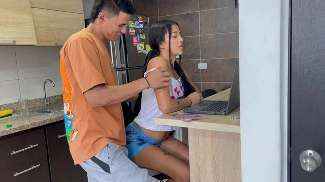 I take advantage of my little stepsister doing chores to warm her up and fuck her hard.
