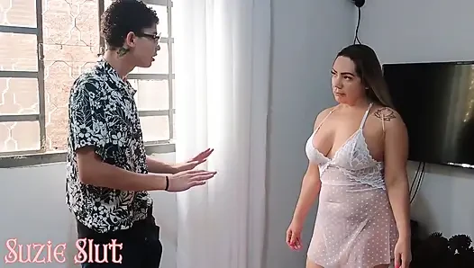 My Stepmom Caught Me Looking at Her in a Nightgown, I Got so Horny on He...