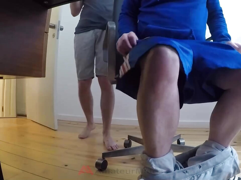 Got Caught Jerking off by My Flatmate and Got My First Gay BJ