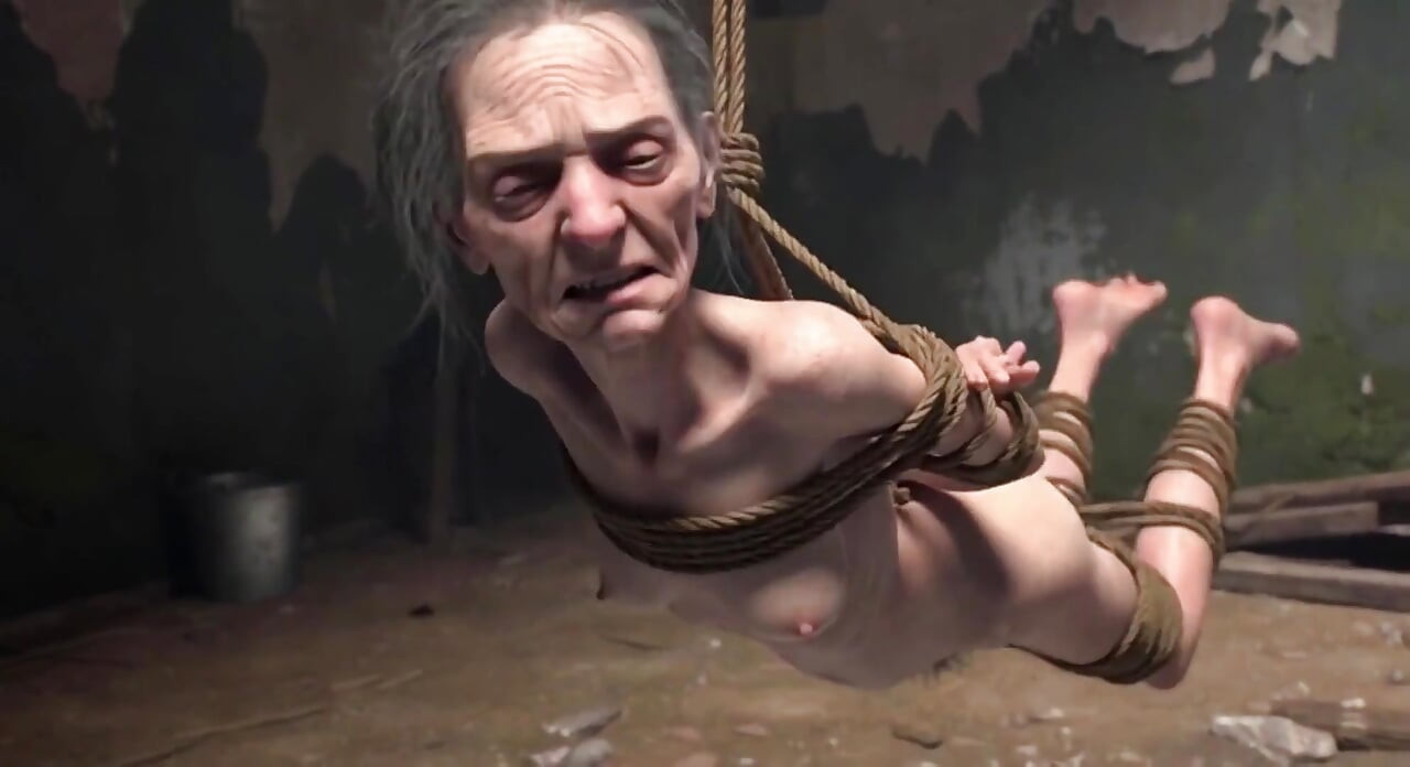 Elderly Granny Tied up - Terrified yet Craving Dick in Her Old Pussy