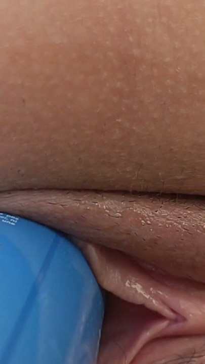 Close up outdoor pussy play and insertion of sunscreen bottle | Clip 1