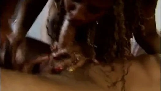 Experienced Ebony Babe Sucks Throbbing BBC Dripping Cum Everywhere