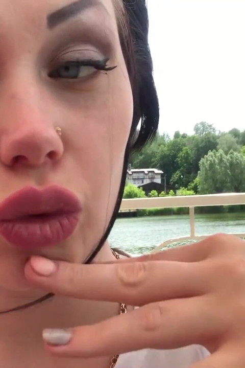 Sexy big lip  lick & smell on the lake