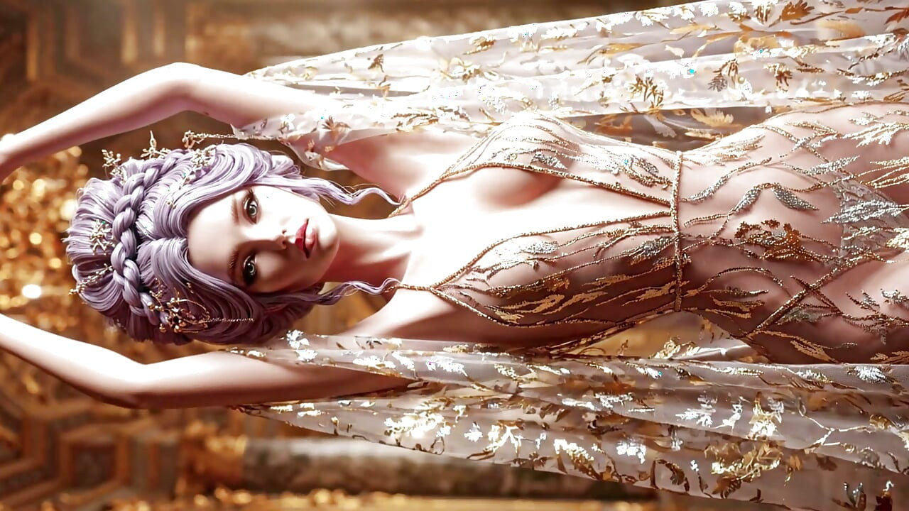 Kegembiraan Gadis-Gadis Cantik yang Memperagakan Fashion Transparan: Permata Bercahaya 3D AI-Generated
