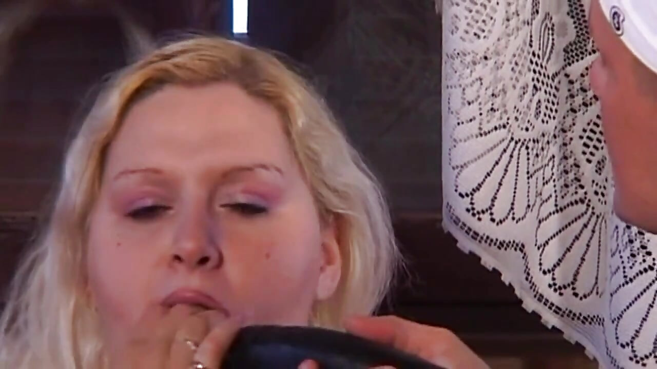 Curvy Blonde MILF Sucks Older Man While Toyed Deep