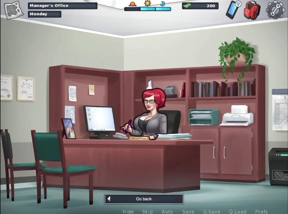 La sexy gerente del banco follando en la oficina en Summer Time Saga