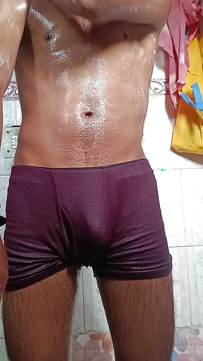 Handsome CUM  in underwear and bathing while moaning