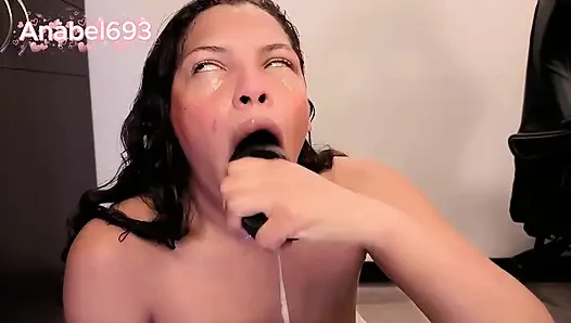 Saliva Bubbles on My Big Natural Tits, Gagging on Your Cock